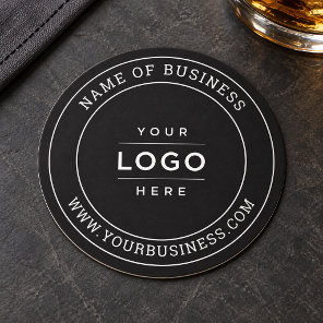 Round Custom Black Business Logo Website Paper Coaster