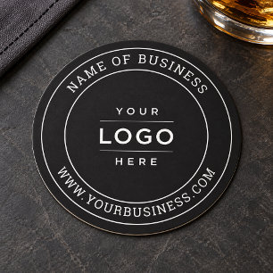 Round Custom Black Business Logo Website Paper Coaster