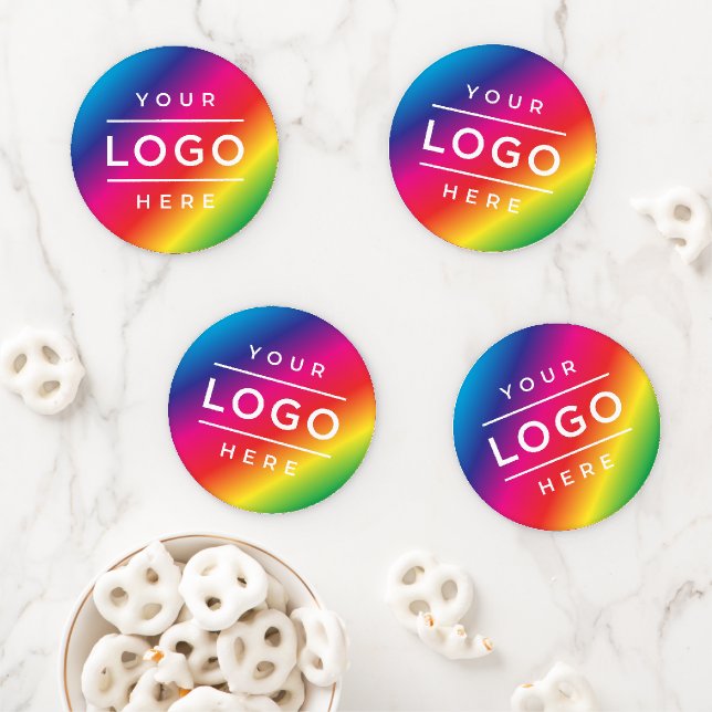Round Custom Business Logo Company Branded Coaster Set (In Situ)