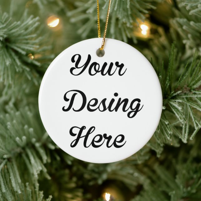 Round Custom Christmas Ceramic Ornament (Tree)