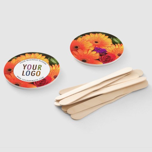 Round Custom Hand Held Fan with Your Logo & Photo Zazzle