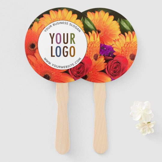 Round Custom Hand Held Fan with Your Logo & Photo Zazzle