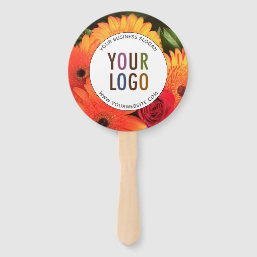 Round Custom Hand Held Fan with Your Logo & Photo Zazzle