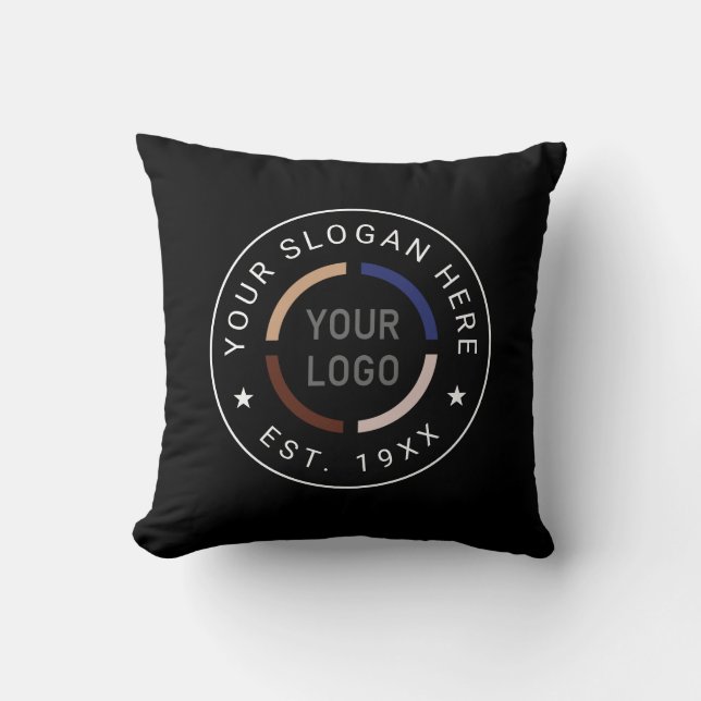 Round Custom Logo Business Branded  Throw Pillow (Front)