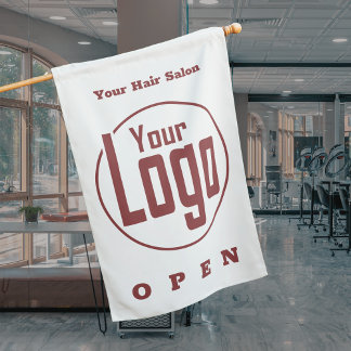 Round Custom Logo Hair Salon Open For Business House Flag