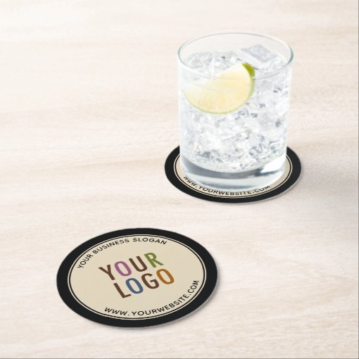Round Custom Pulpboard Paper Coasters Company Logo Zazzle