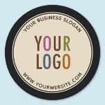 Round Custom Pulpboard Paper Coasters Company Logo<br><div class="desc">Personalize these round pulpboard paper coasters with your own company logo, business slogan, website address, or other custom text. These are 50 point pulpboard featuring a black border and curved text with a modern elegant design. You can customize the color to match your corporate colors. Custom logo paper coasters can...</div>