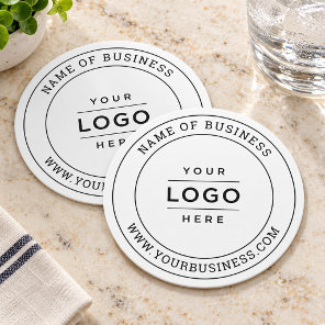 Round Custom White Business Logo Website Paper Coaster