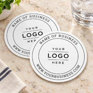 Round Custom White Business Logo Website Paper Coaster