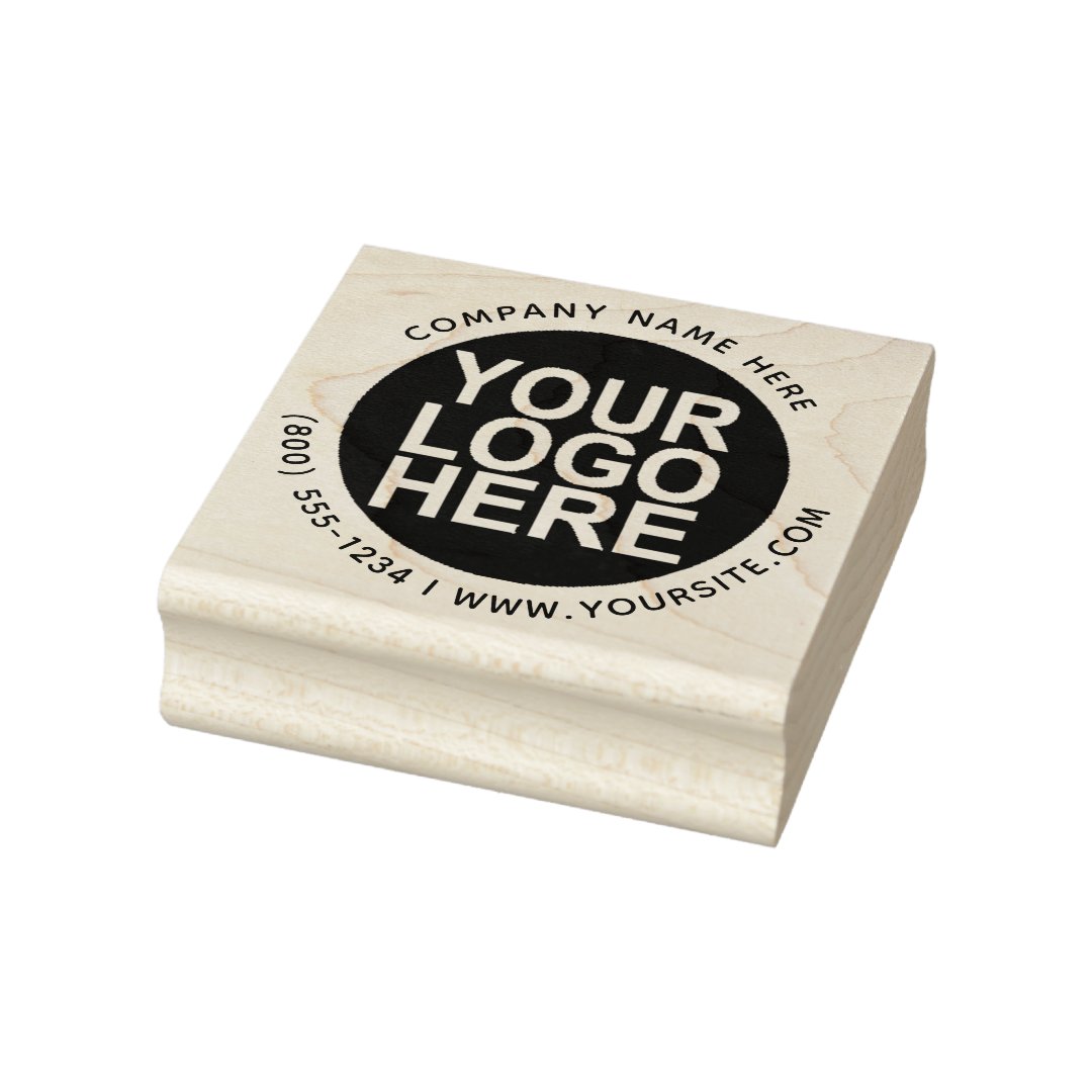 Round Custom Your Company Logo with Custom Text Rubber Stamp | Zazzle