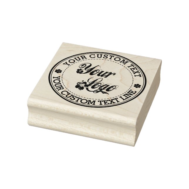 Round Custom Your Text With Logo Rubber Stamp (Stamp)