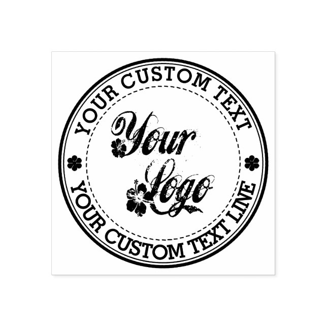 Round Custom Your Text With Logo Rubber Stamp (Imprint)
