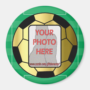 Round Customizable photo gold soccer ball magnets