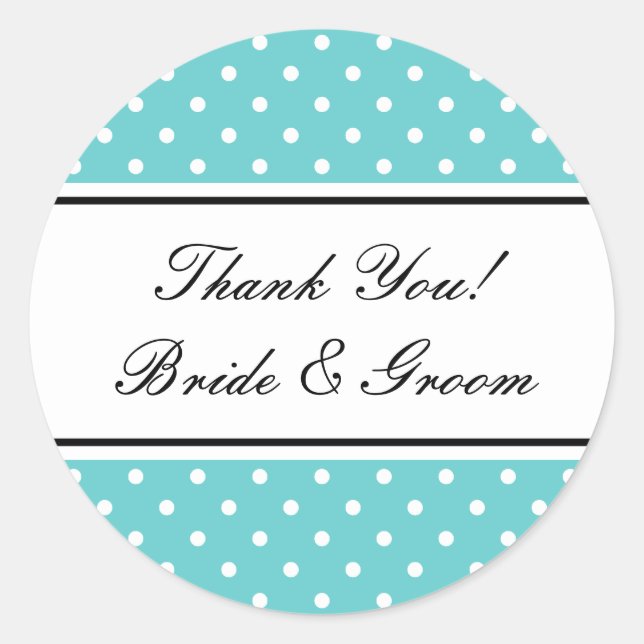 Round cute thank you stickers for wedding favors (Front)