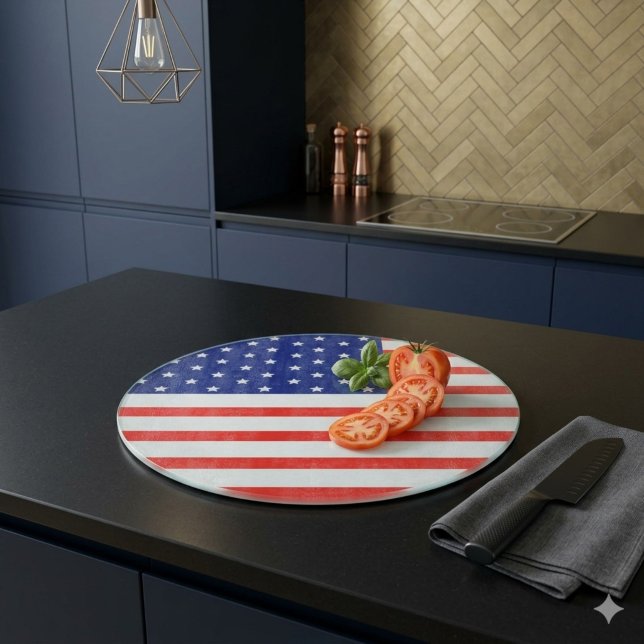 Round Cutting Board American Flag Patriotic USA (Creator Uploaded)