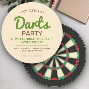Round Darts Game Birthday Party Invitation