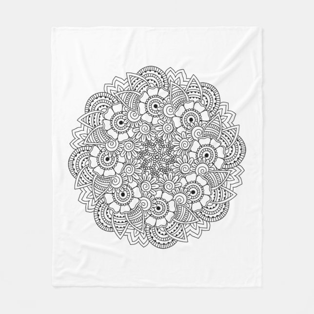 Round Design Doodle Fleece Blanket (Front)