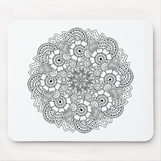 Round Design Doodle Mouse Pad (Front)