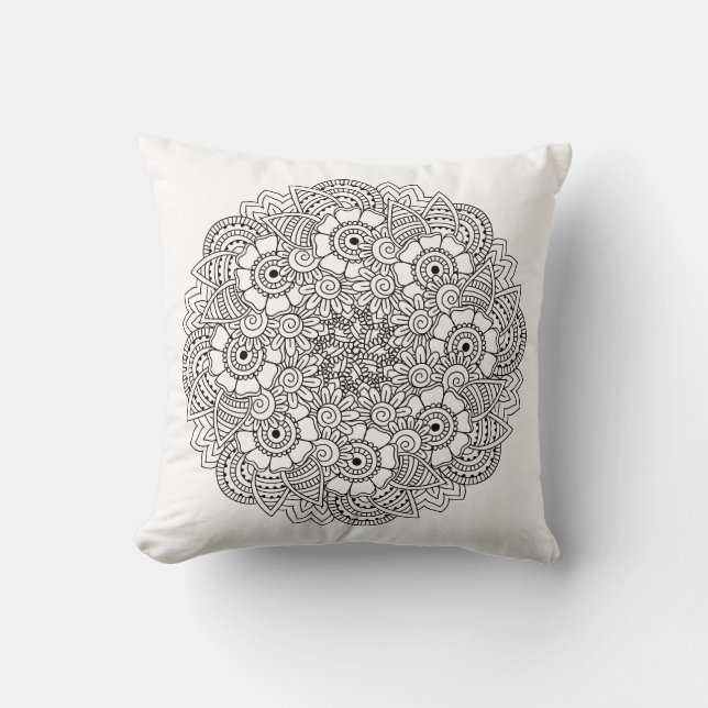 Round Design Doodle Throw Pillow (Front)