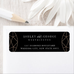 Round Diamond Gem Geometric Monogram Chic Wedding Label