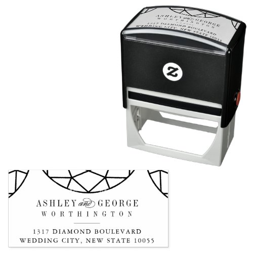 Round Diamond Gem Geometric Monogram Chic Wedding Self_inking Stamp
