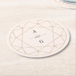 Round Diamond Gemstone Geometric Stylish Wedding Round Paper Coaster at Zazzle