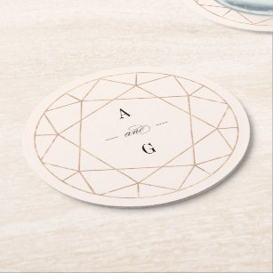 Round Diamond Gemstone Geometric Stylish Wedding Round Paper Coaster
