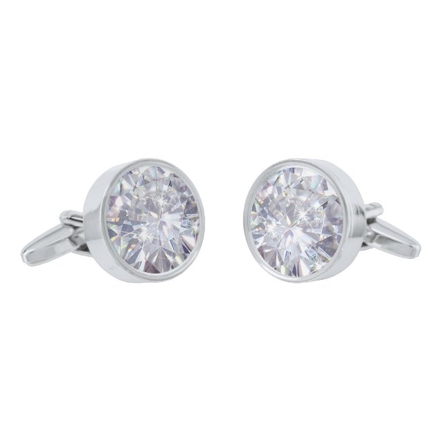 Round Diamond Print Cufflinks (Angled)