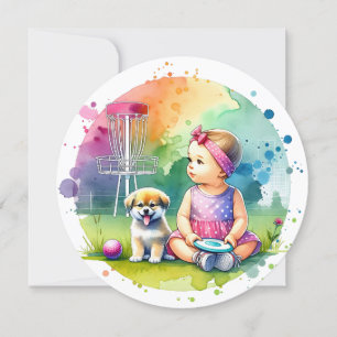 Round Disc Golf themed Girl's Baby Shower Invitation