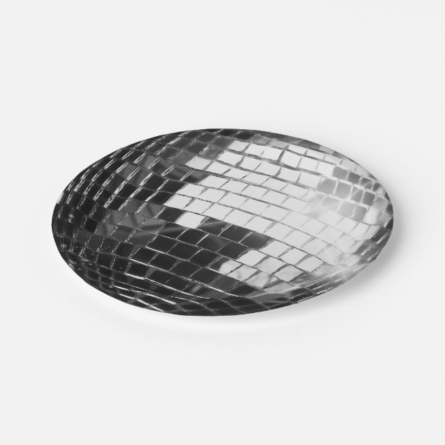 Round Disco Ball Stickers Paper Plates (Angled)