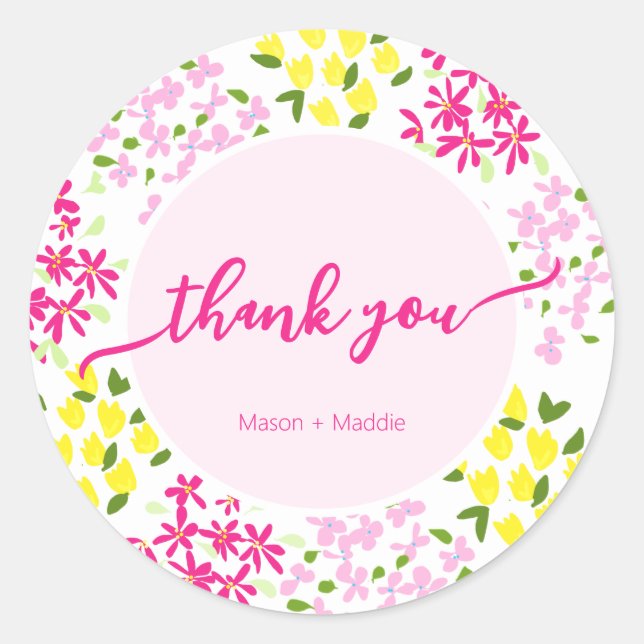 Round Ditsy Floral Favor Sticker (Front)