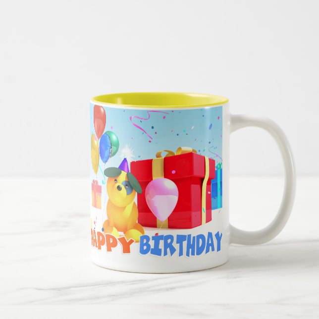 Round Dog "Happy Birthday!" mug (Right)
