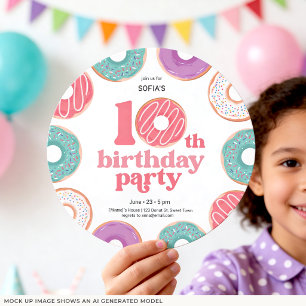 Round Donut Party Girl 10th Birthday Invitation