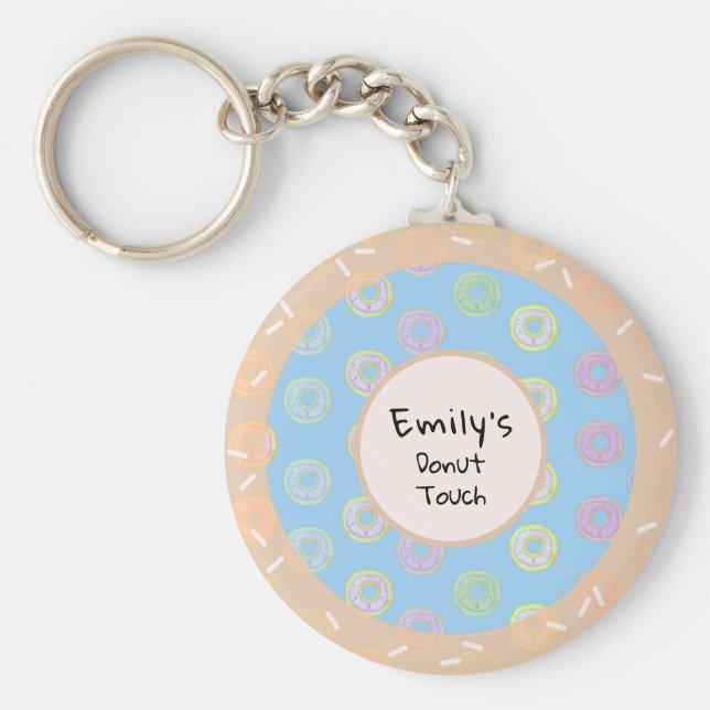 Round Donut Touch Blue Keychain (Front)