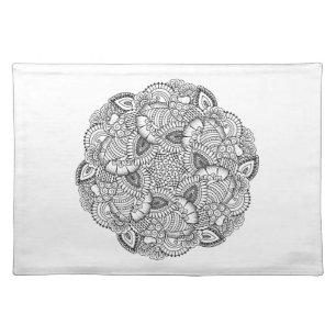 Round Doodle Design Cloth Placemat
