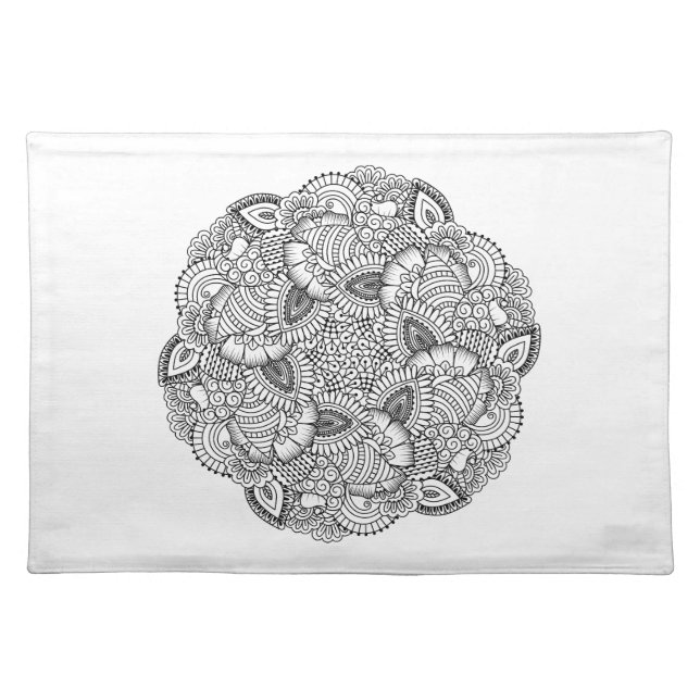 Round Doodle Design Cloth Placemat (Front)