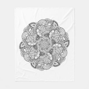 Round Doodle Design Fleece Blanket