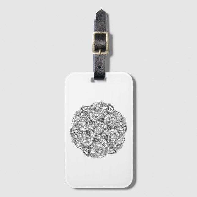 Round Doodle Design Luggage Tag (Front Vertical)