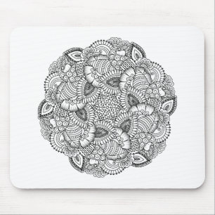 Round Doodle Design Mouse Pad