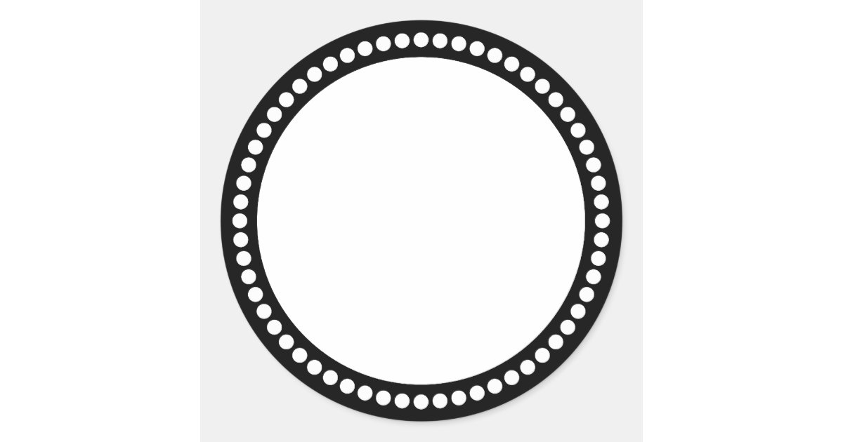 round dot frame template in black classic round sticker round templates