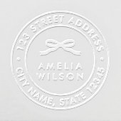 Round Double Border Chic Ribbon Return Address Embosser | Zazzle