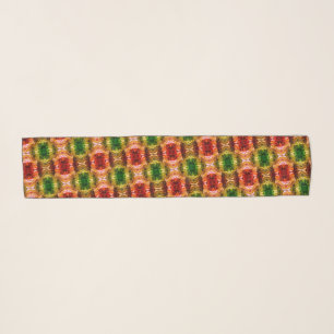 Round drawing generate red, green, and gold shapes scarf