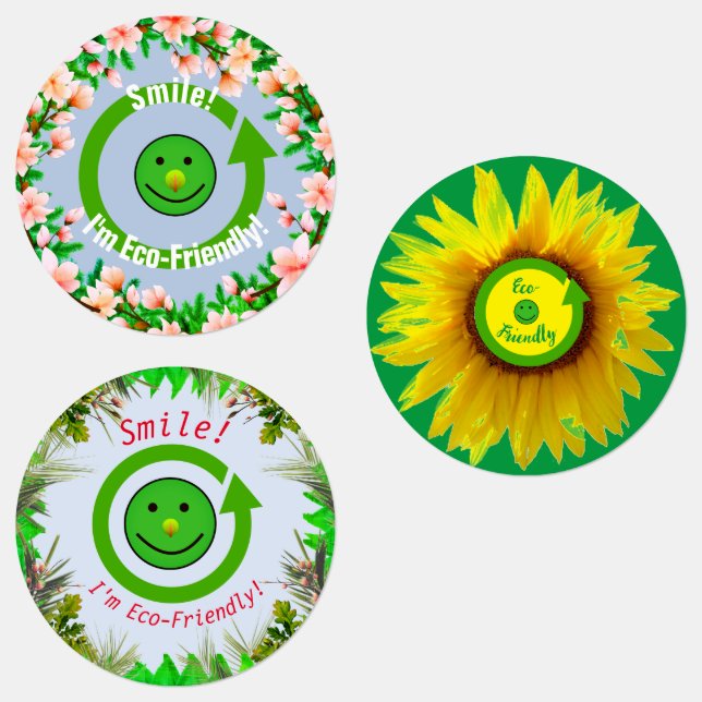 Round / Eco-friendly Smile Labels (Group)