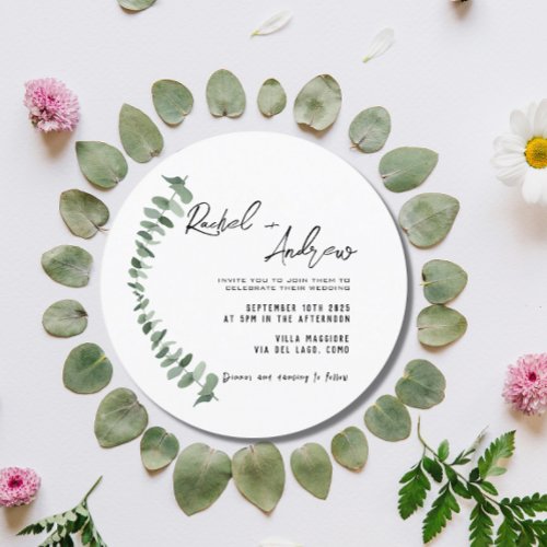 Round Elegant  Romantic Wedding invitation card