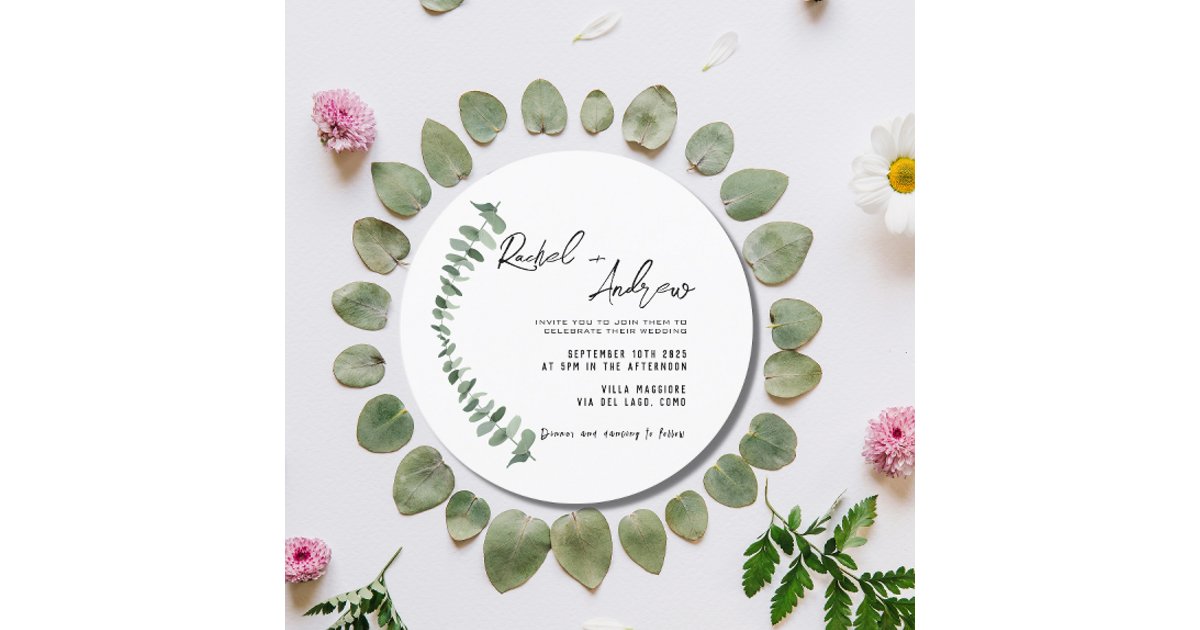 Round Elegant & Romantic Wedding invitation card | Zazzle