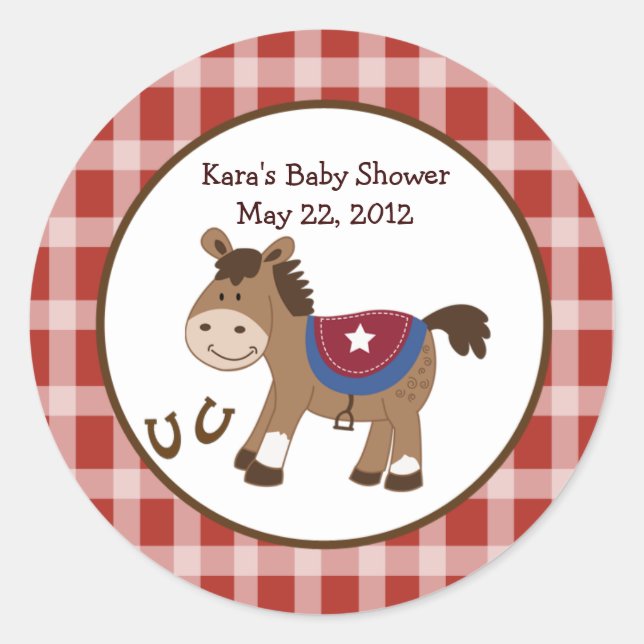Round 'Em Up Birthday Baby Shower Favor Sticker (Front)