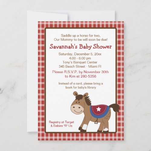 Round Em Up Western Horse Baby Shower Invitation