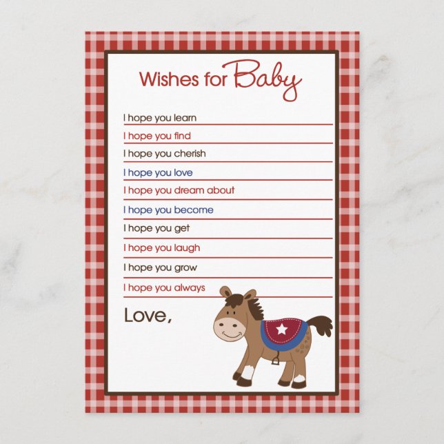 Round Em Up Western Horse Wishes For Baby Advice (Front)