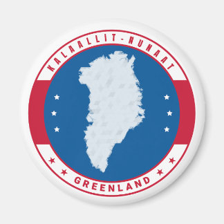 Round Emblem Red Greenland Map Kalaallit Nunaat Magnet