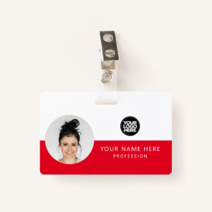 Round Employee Photo, QR Code, Logo, Name Badge
